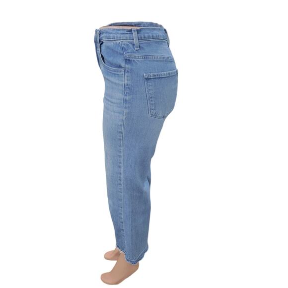 J. Brand Joan Crop Jeans Women's 27 High Rise Wide Leg Raw Hem Stretch Denim - Picture 5 of 12